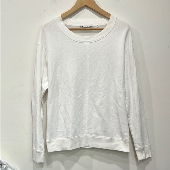 Sandro Cotton Terry Long Sleeve Top with sheer cross back White size L - Picture 2 of 13